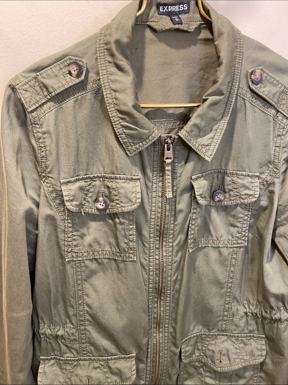 Express Olive Green Military Field Jacket Sz M